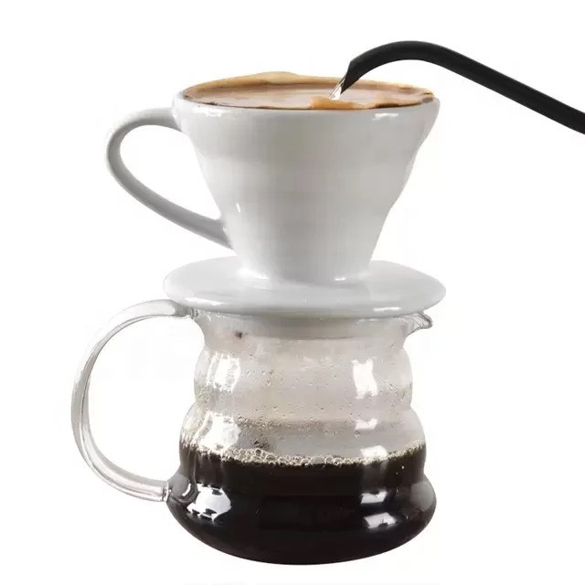 Bộ Bình Pha Drip V60 Phễu Sứ ( Bình 300ml + Phễu ) Đỏ, Vàng, Trằng, Xanh, đen