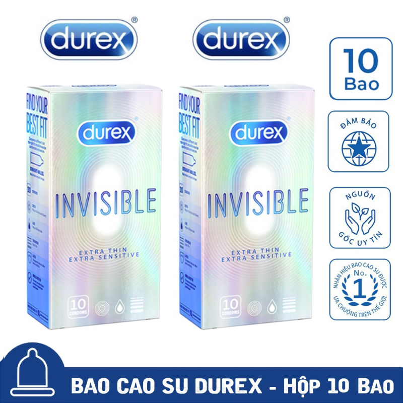 [Mua 1 tặng 1] Bao cao su nam  Durex Invisible Extra Thin cực siêu mỏng   CHE TÊN SẢN PHẨM nhập khẩu
