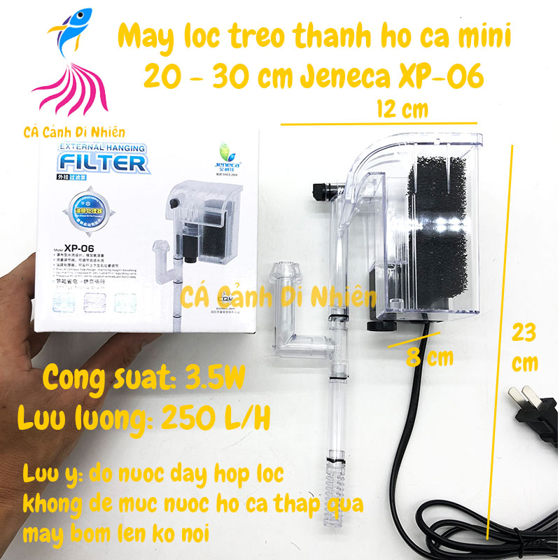Máy lọc treo thành hồ cá dạng thác nước jeneca xp-06 3.5w cho bể cá cảnh