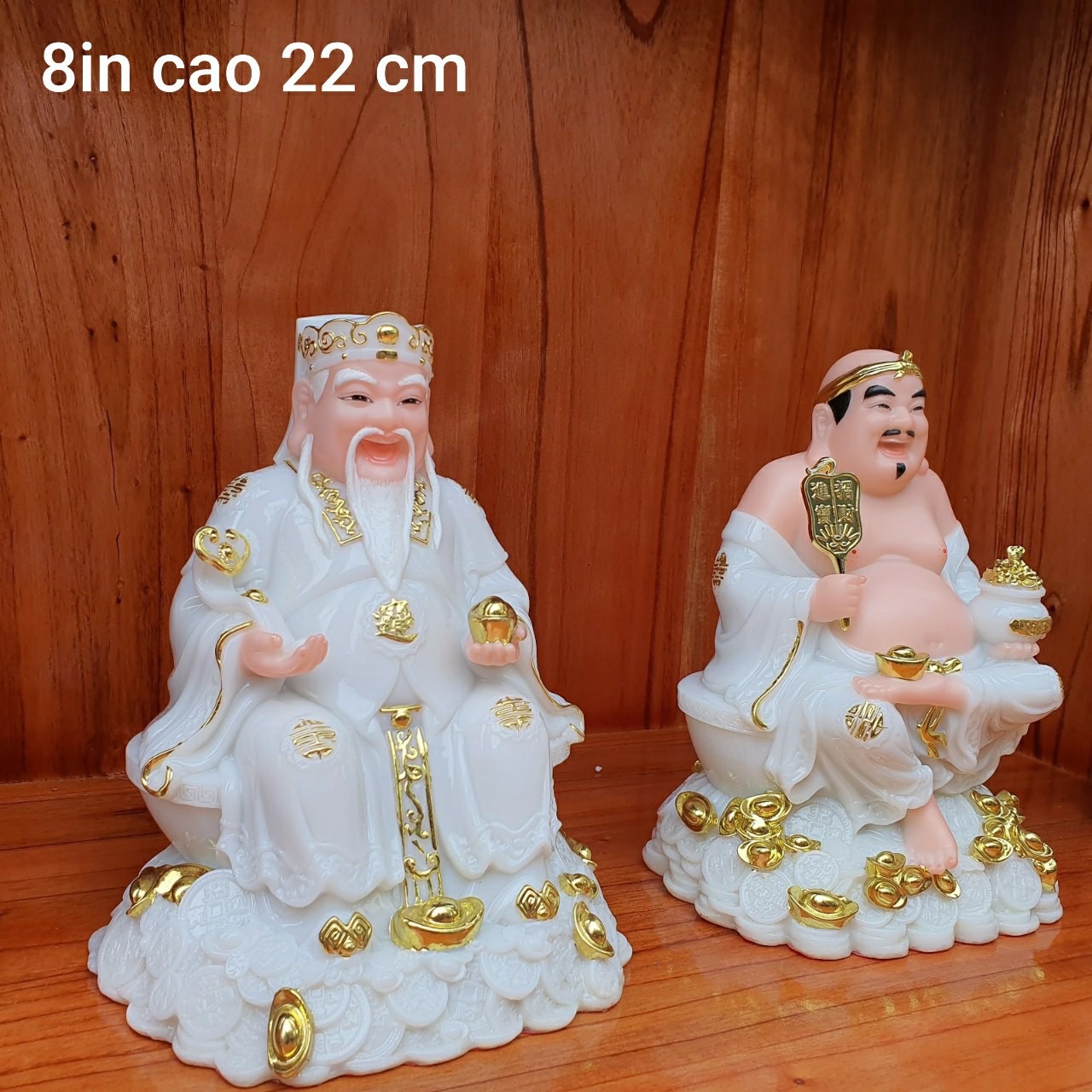 Cặp thần tài ông địa đá 8in cao 22 cm cao cấp mẫu đẹp