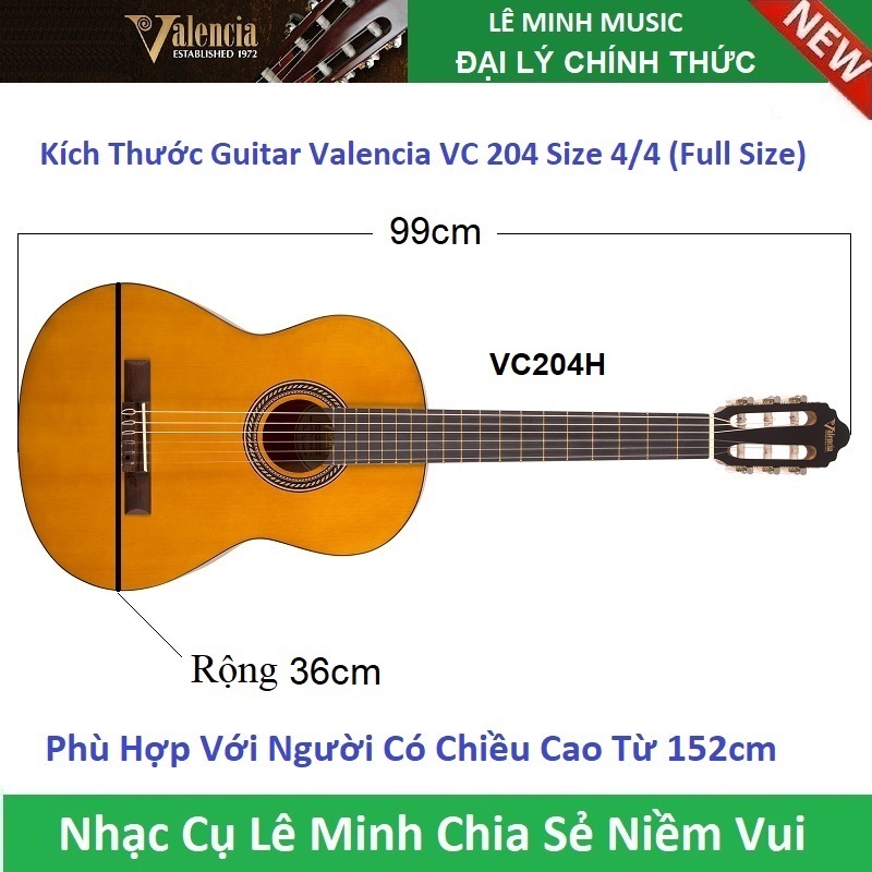 Đàn Guitar Classic Valencia VC204