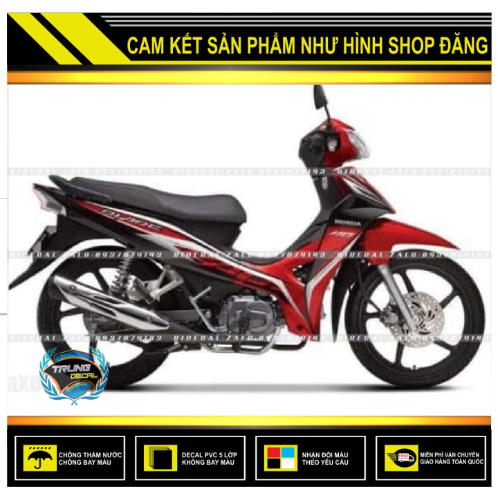 Tem rời wave blade 110 chế mẫu zin đỏ đen