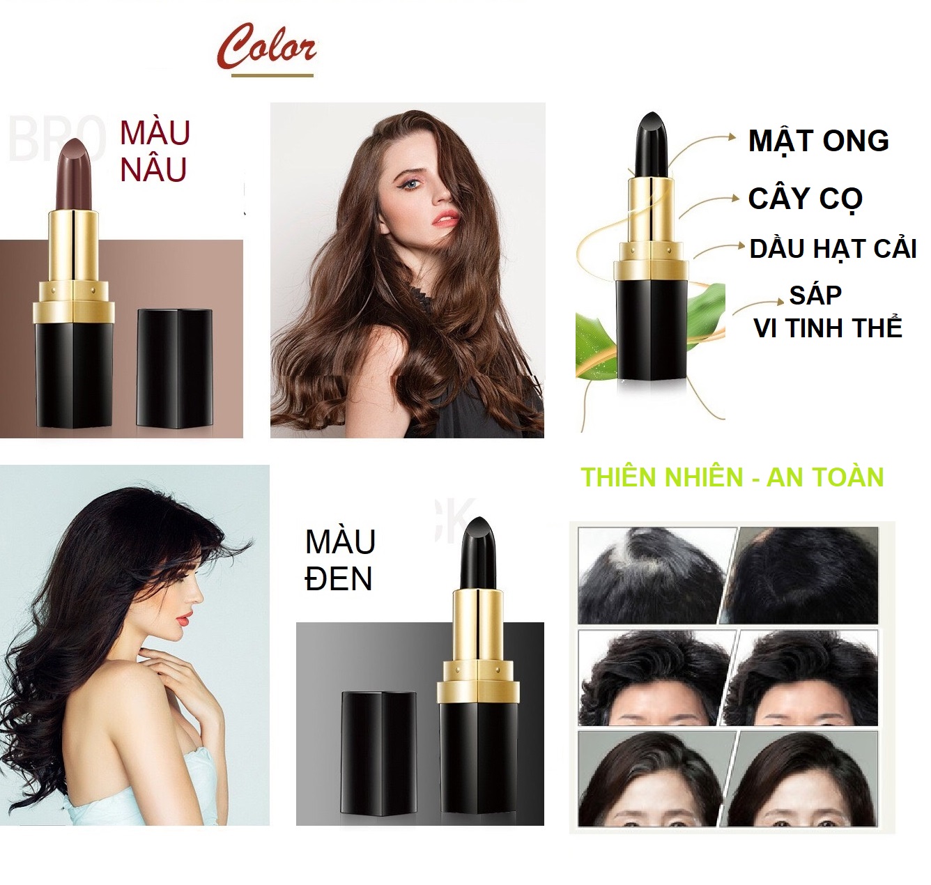 Thỏi Son Nhuộm Phủ Tóc Bạc Tạm Thời Bền Màu