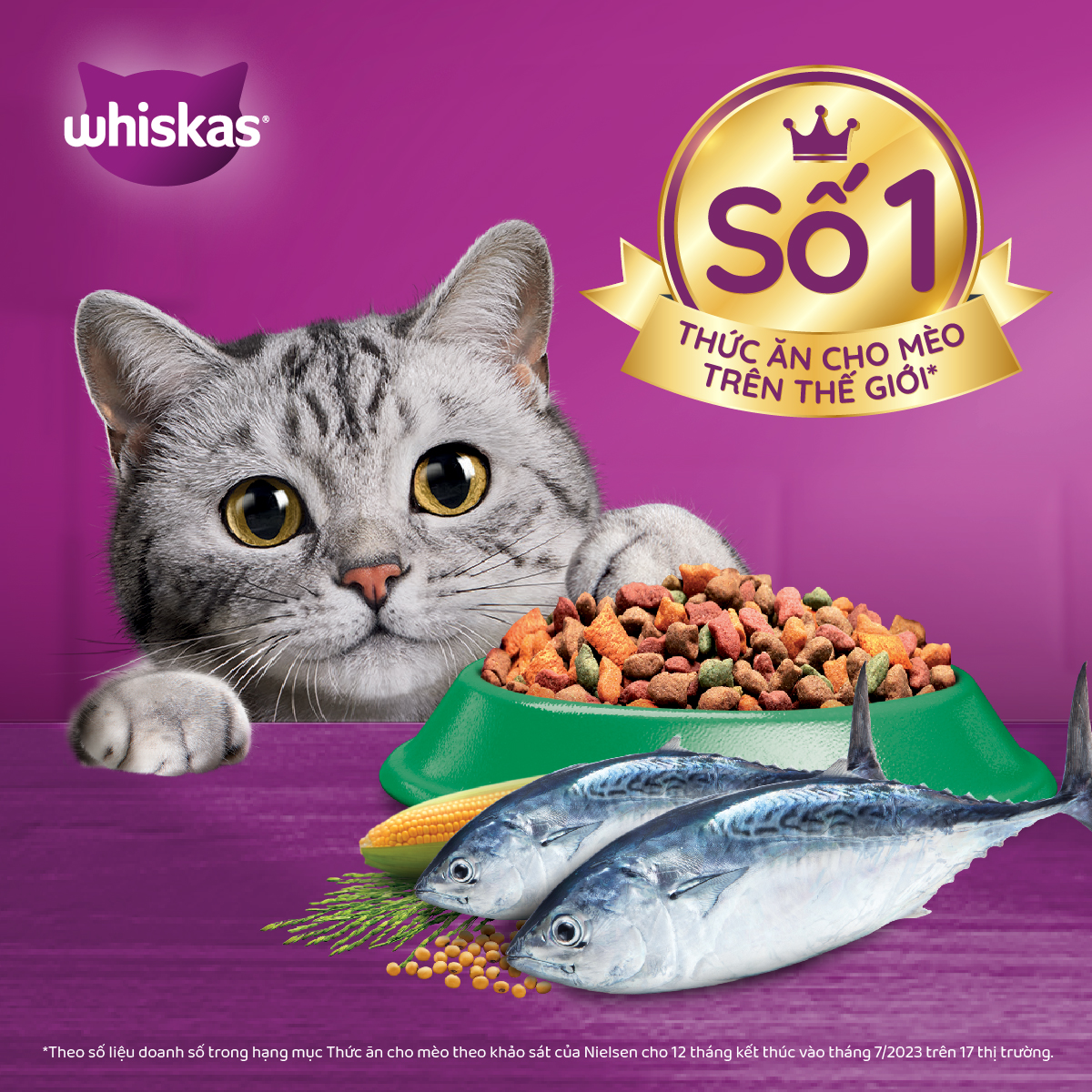 Thức ăn mèo Whiskas túi 1.2kg