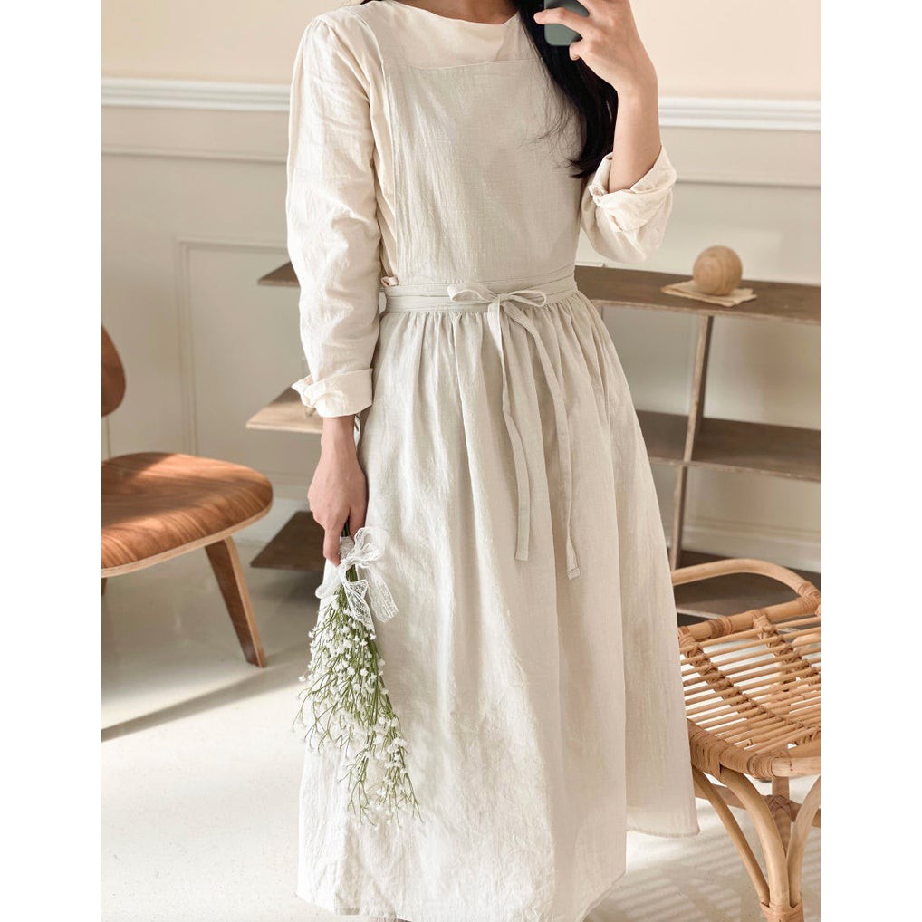 Tạp dề vải linen phong cách nhẹ nhàng