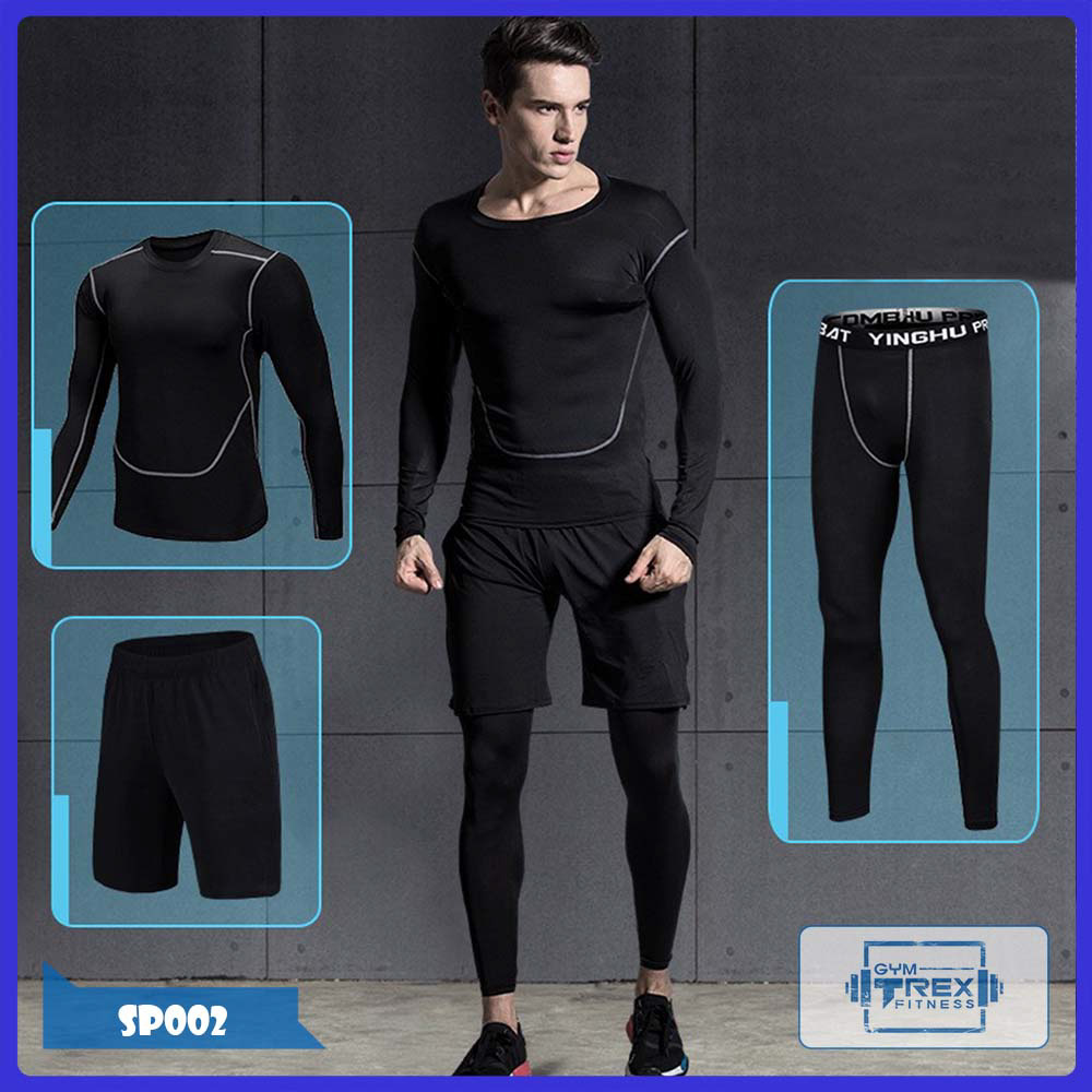 Bộ quần áo gym nam 3 in 1 Gym Trex SP002 - Quần áo giữ nhiệt nam ôm body (Men's gym clothes, đồ tập quần áo gym, thể dục,thể hình, Fitness)