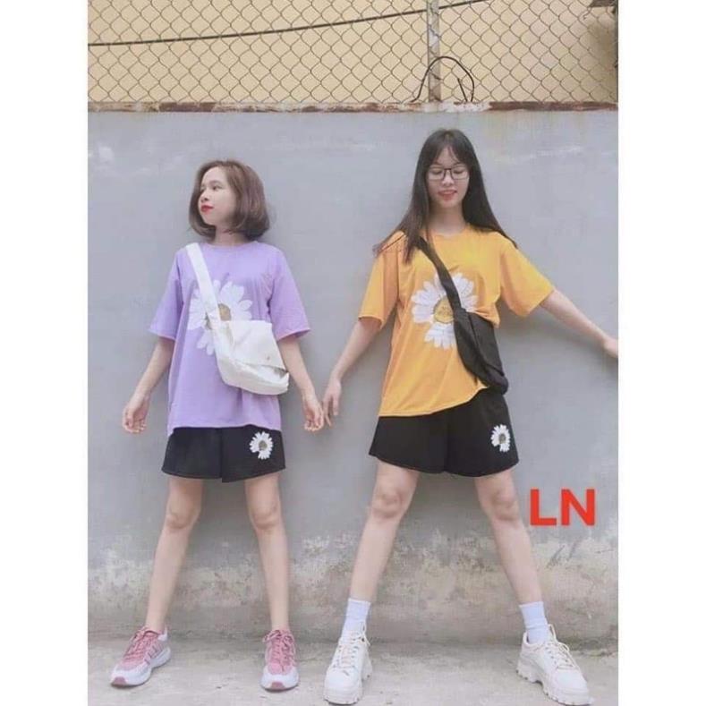 [FREESHIP] Sét áo hoa cúc unisex +quần đùi hoa cúc LN