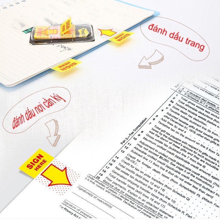 Giấy phân trang trình ký SIGN HERE Deli