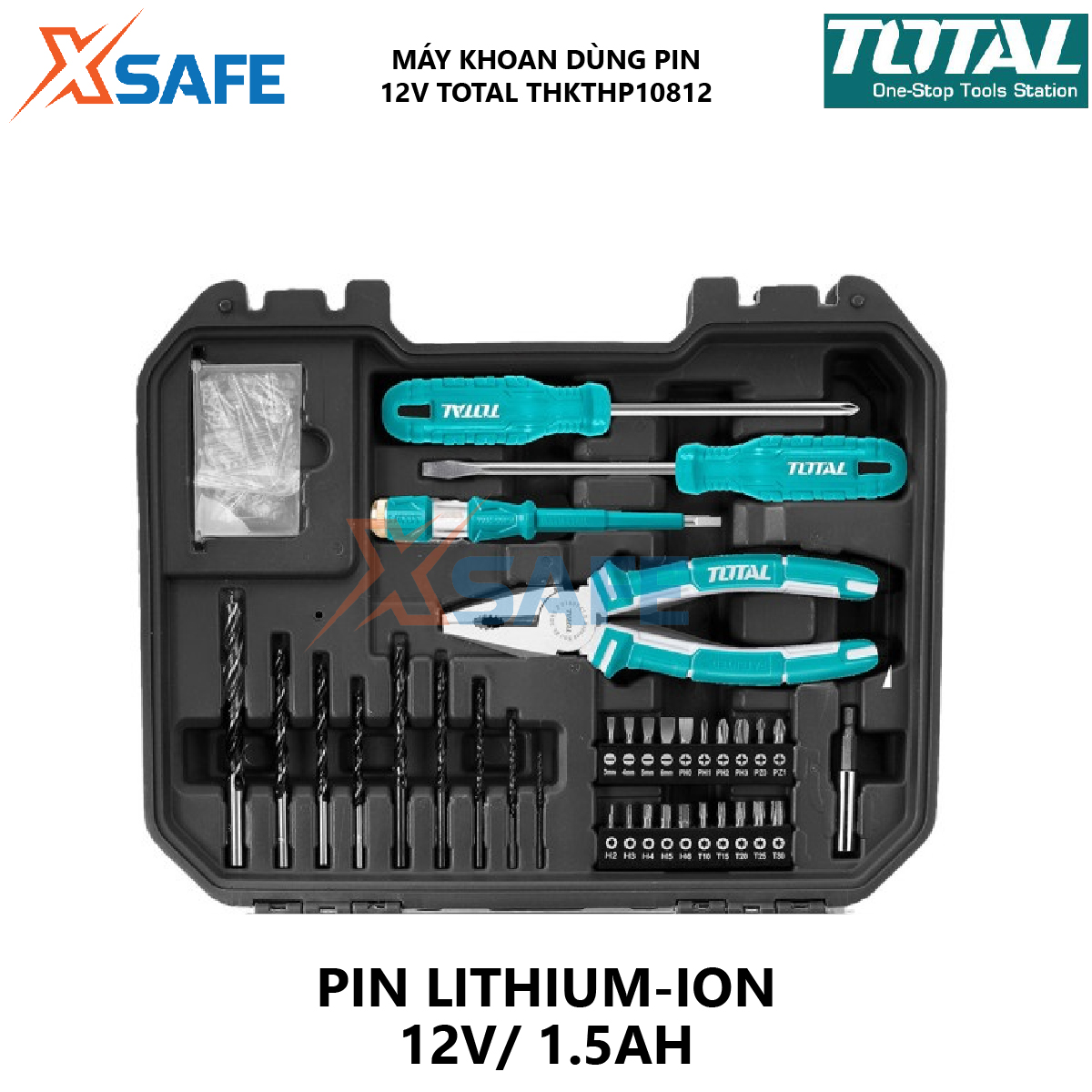 Drill using battery total THKTHP10812 machine squeeze components multi-purpose lithium-ion 12V/1.5ah attached the kits 81 details genuine, durable [xsafe] [XTools]