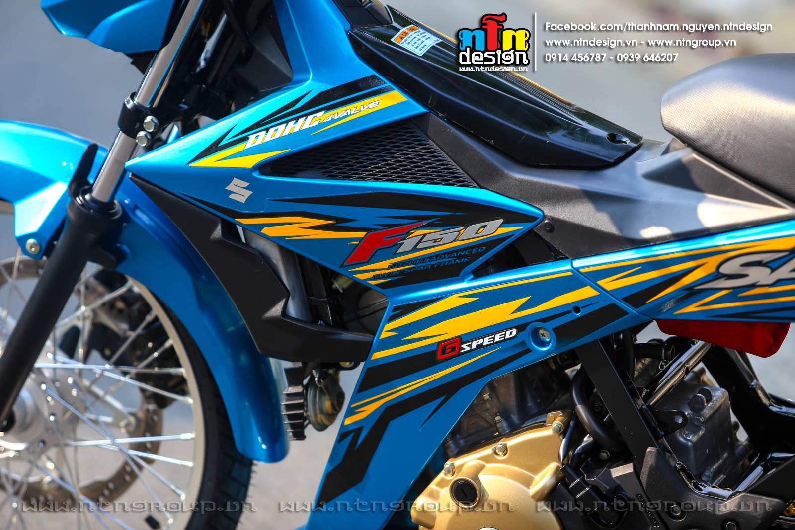 Tem Rời Dán Xe Raider FI Mẫu Xanh Vàng Đen Cực Đẹp, Hàng 3 Lớp Chất Lượng Cao