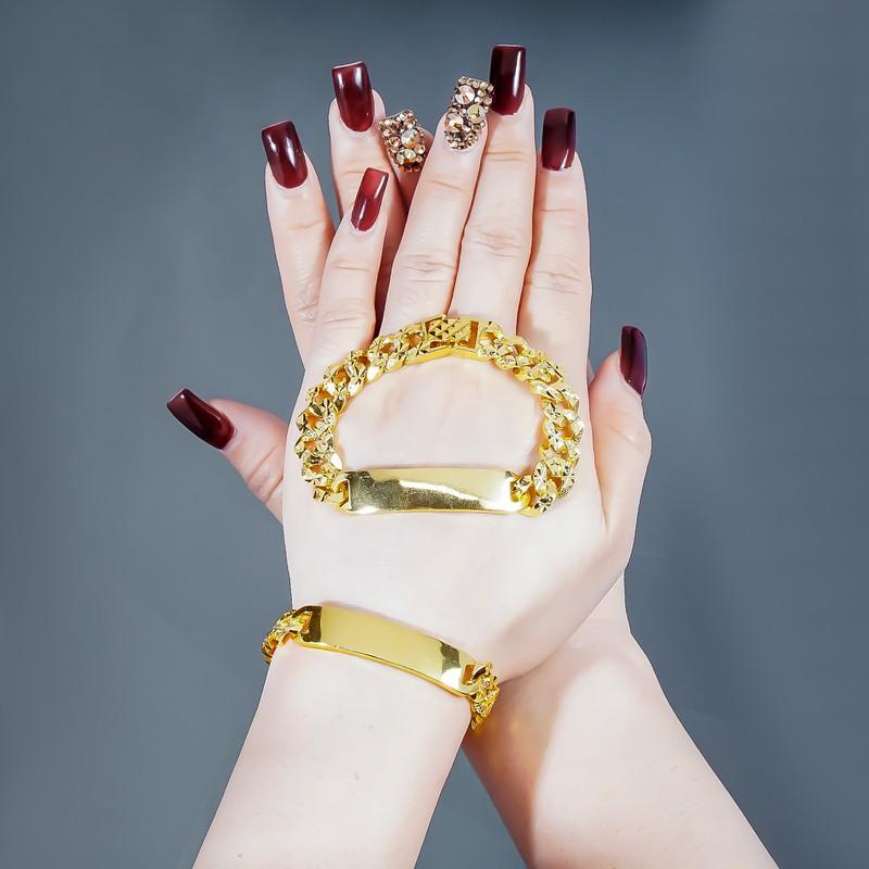 Lắc tay nữ UHA - Lắc tay khoen lật bản trơn -xi mạ vàng 18k bền màu - thiết kế đơn giản trẻ trung năng động