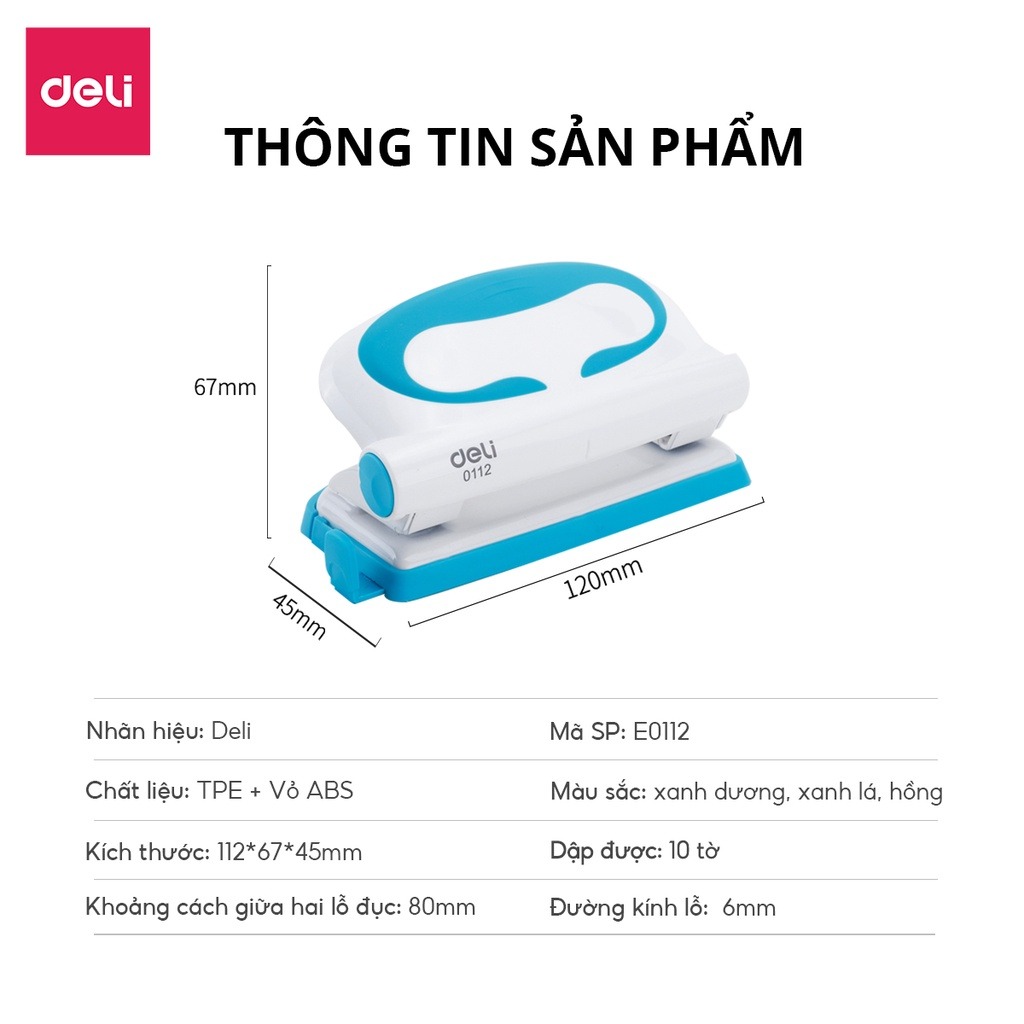 Máy đục lỗ 10 tờ Deli - E0112