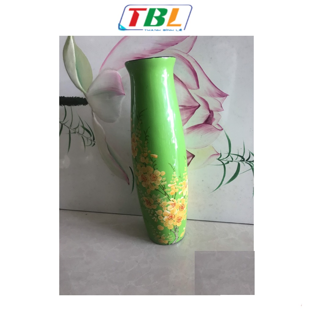 Bình hoa sơn mài Thanh Bình Lê- Mã B60 size 25x9 cm hàng sơn mài cao cấp