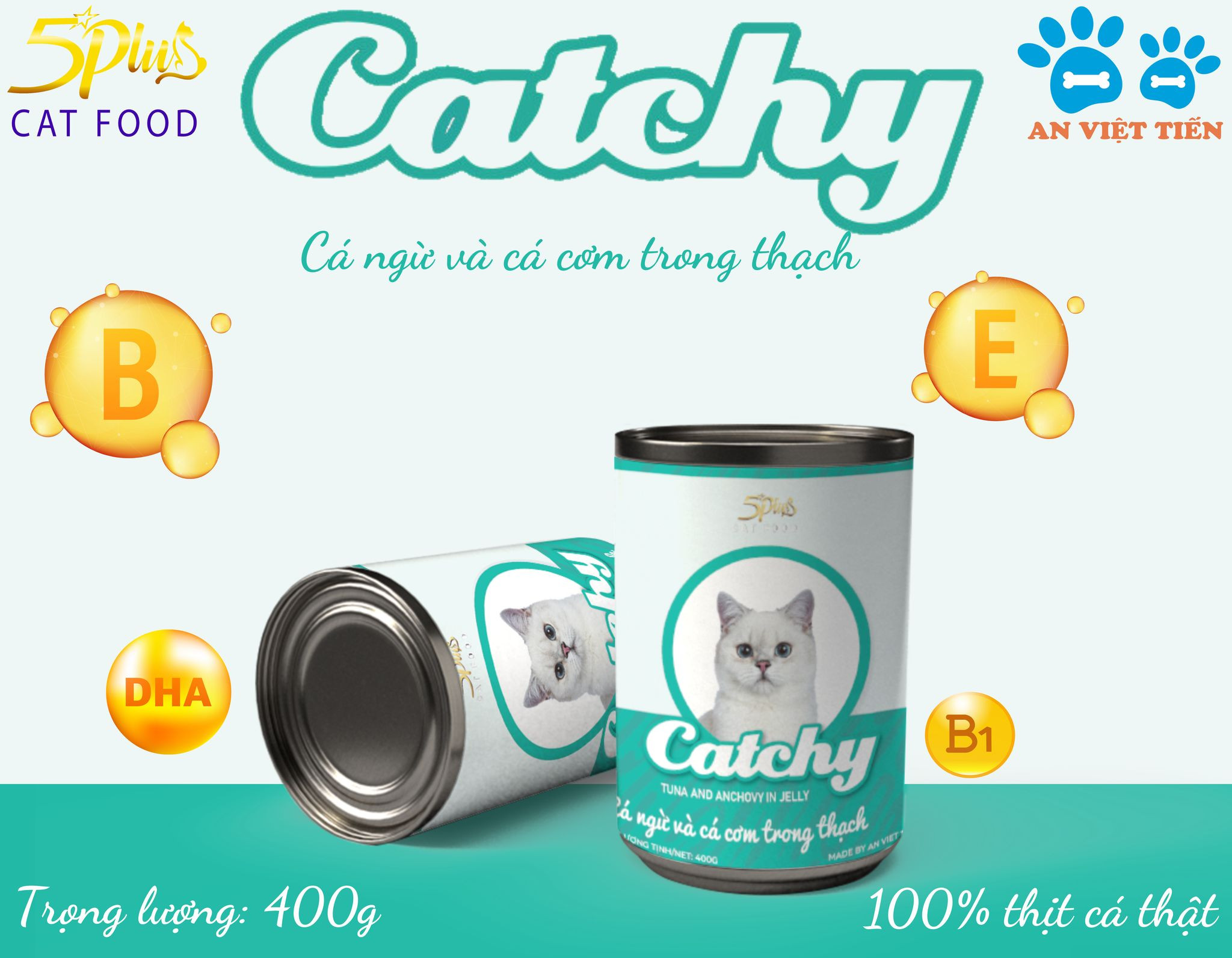 Pate cho mèo 5PLUS CATCHY, Pate dinh dưỡng cho mèo nhiều vị