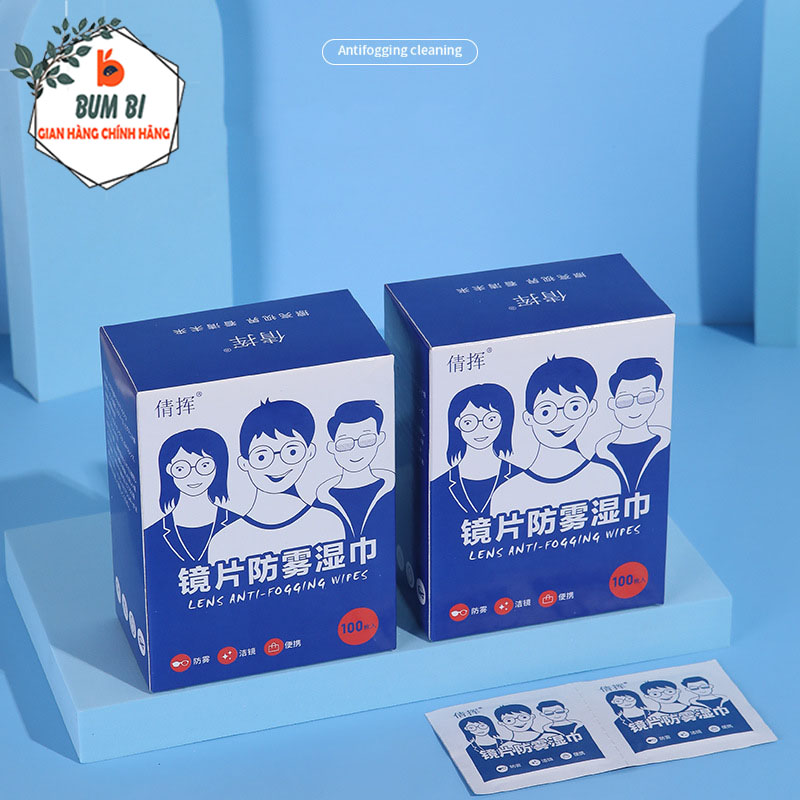 Box of 100 Nano-Coated Anti-Fog Glasses Cleaning Wipes, Multi-Purpose Anti-Dust and Anti-Fingerprint Anti-Scratch Glasses Cleaning Wipes. - Bumstore