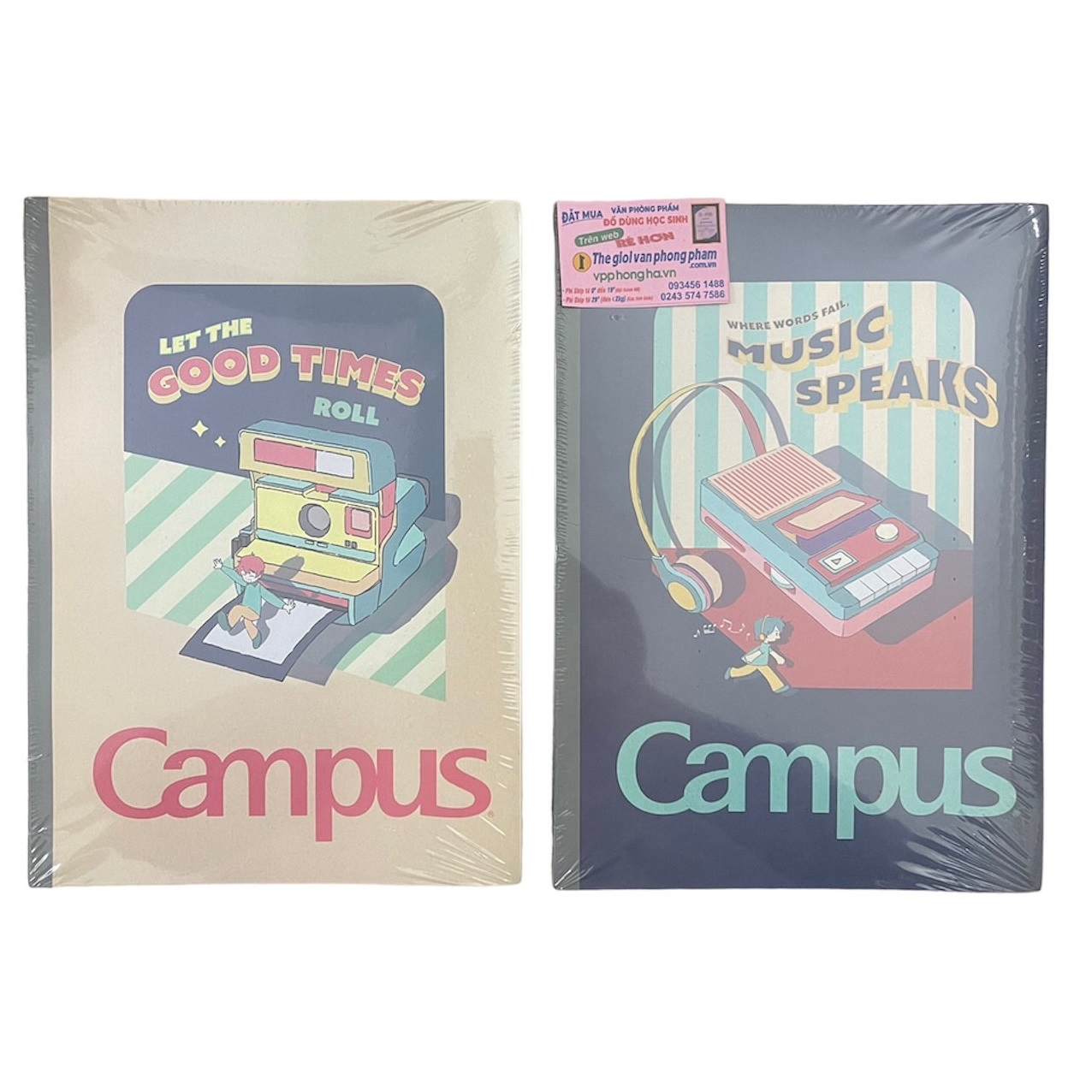 Vở campus RETRO 200 trang dòng kẻ ngang có chấm