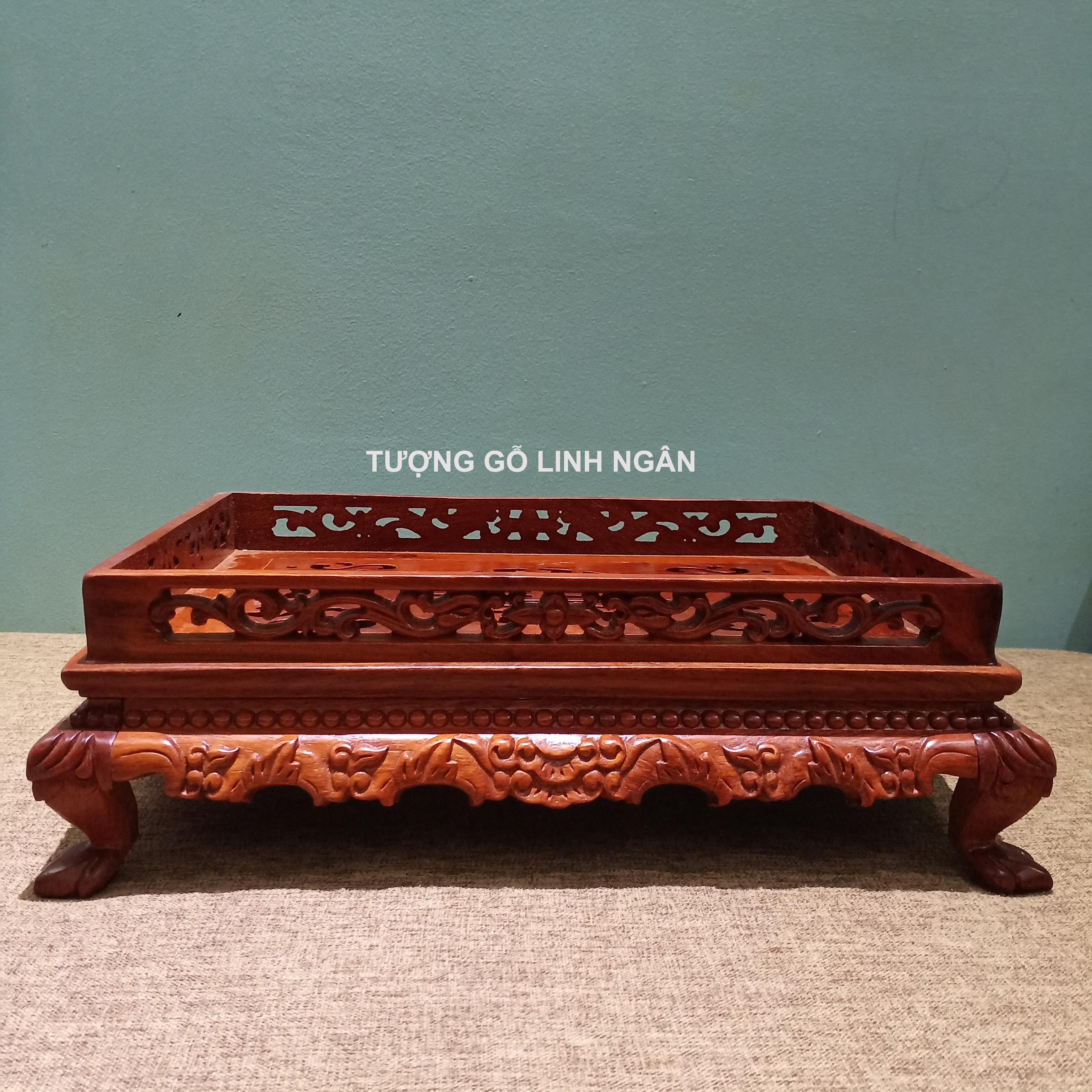 Khay trà trạm thọ gỗ hương (Cao 12 ngang 37 sâu 27 cm)