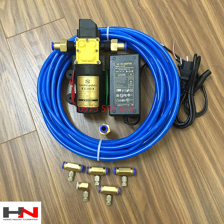 Bộ phun sương tưới lan 5 vòi máy 12V