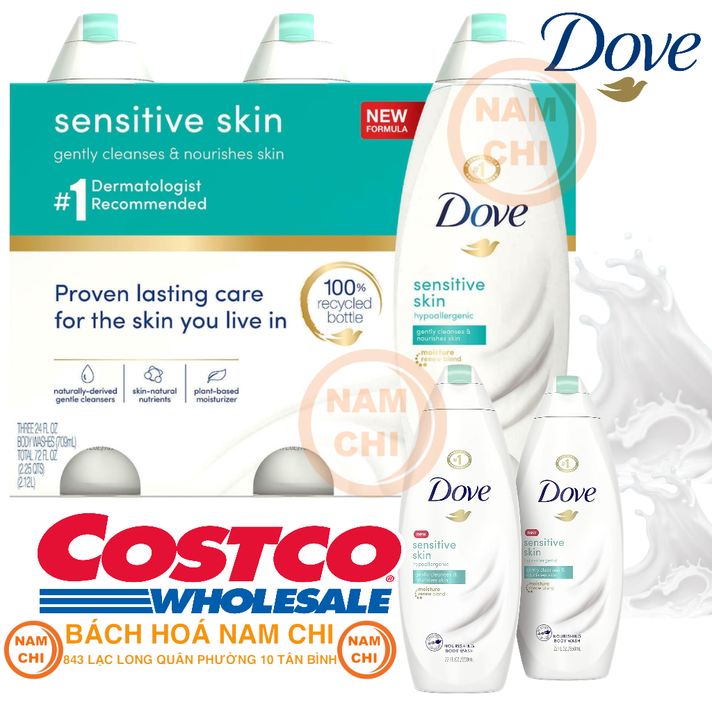 Sữa tắm cho da nhạy cảm dove mỹ sensitive skin 709ml - hàng mỹ