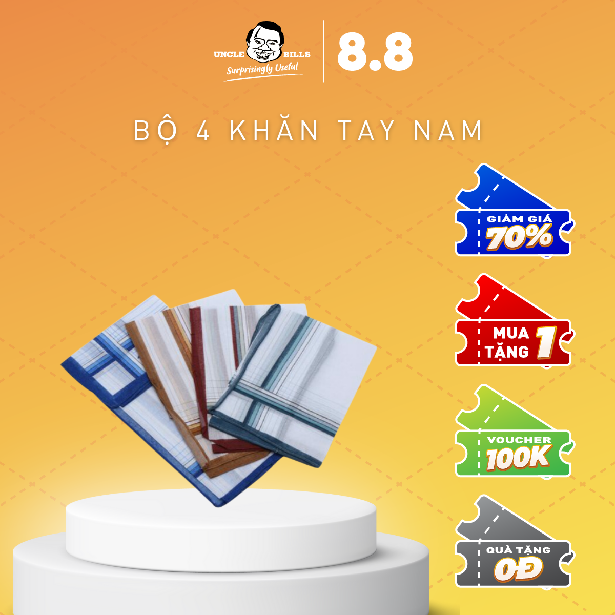 Khăn Tay Nam 4 Cái UBL CA0010