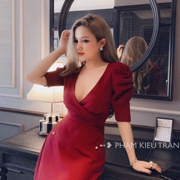 Đầm Nữ ( Váy Nữ ) Dự Tiệc Tay Phồng Kết Cườm Thời Trang Bambo