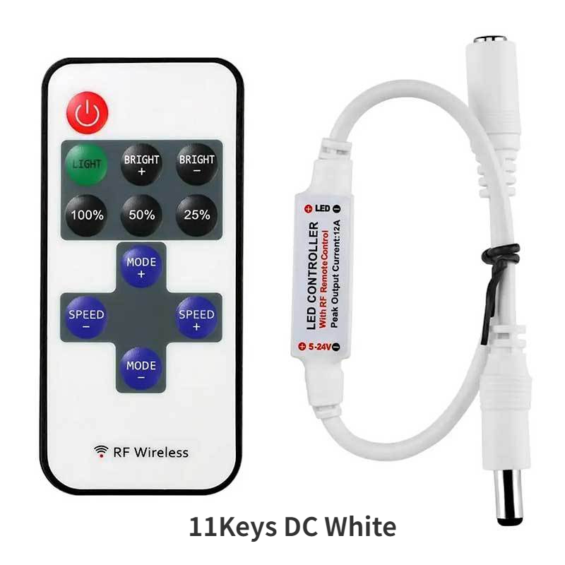 Mini 21Key RF Wireless Led Strip Light Remote Controller Dimmer Controller for DC5V 24V SMD 5050 3528 5730 3014 Single Color Light Strip
