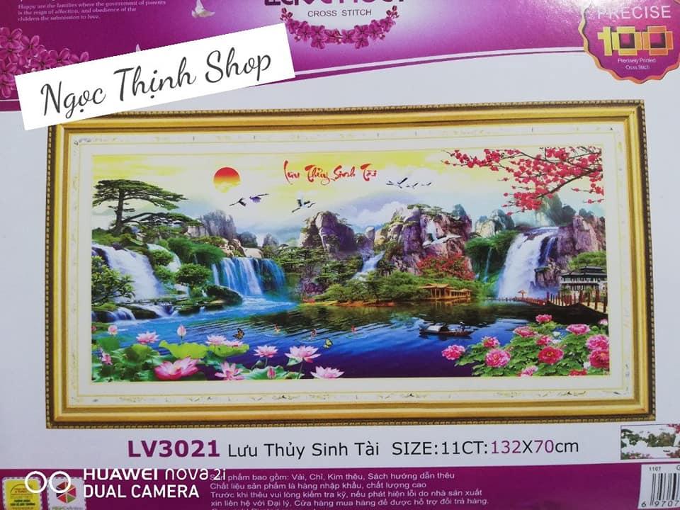 Tranh thêu chữ thập LƯU THUY SINH TAI LV3021 KT132X70CM