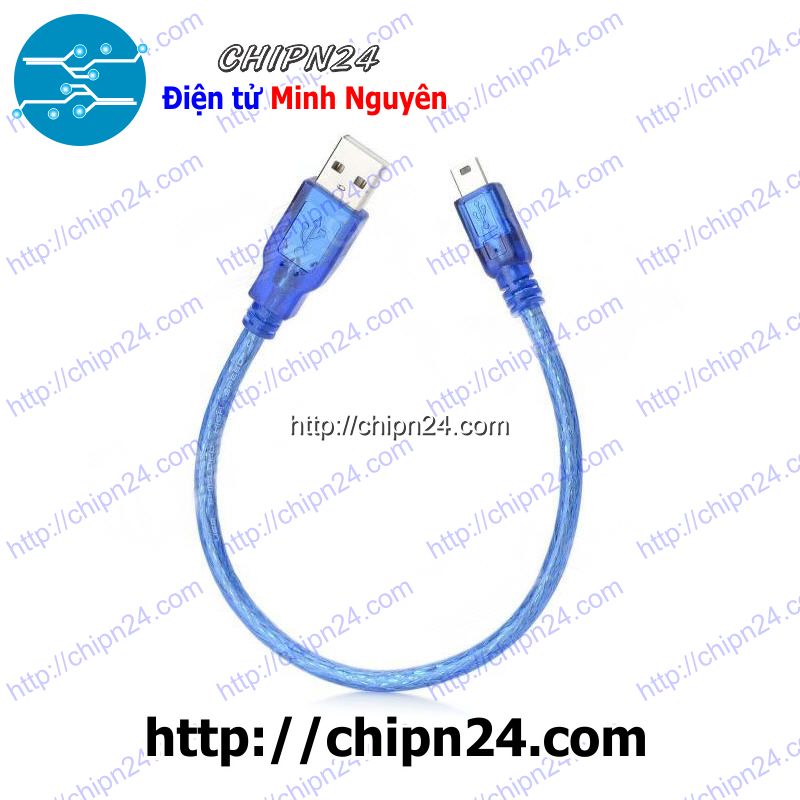 Dây usb mini 2.0 30cm xanh