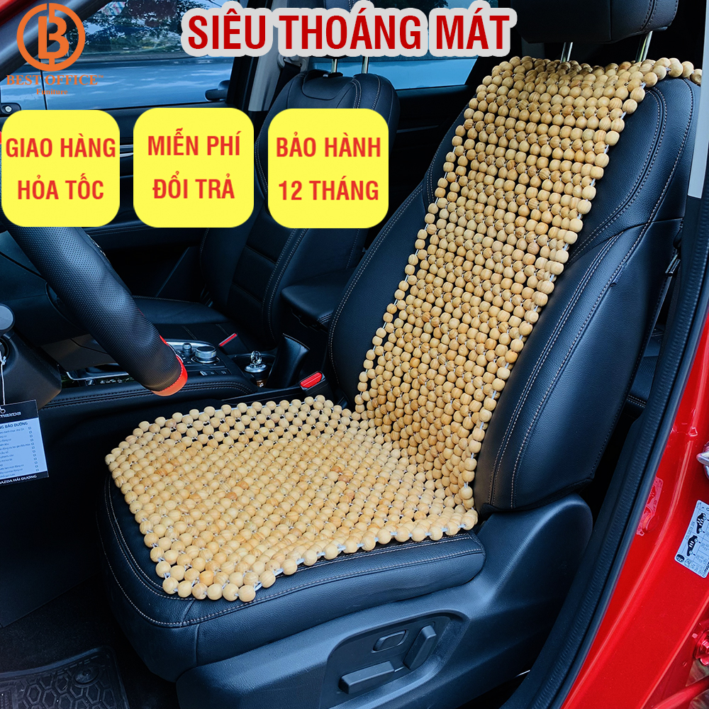 Lót ghế ô tô hạt gỗ tự nhiên - Khô thoáng - Massage hiệu quả  - Đệm ghế chống nóng cho mùa hè