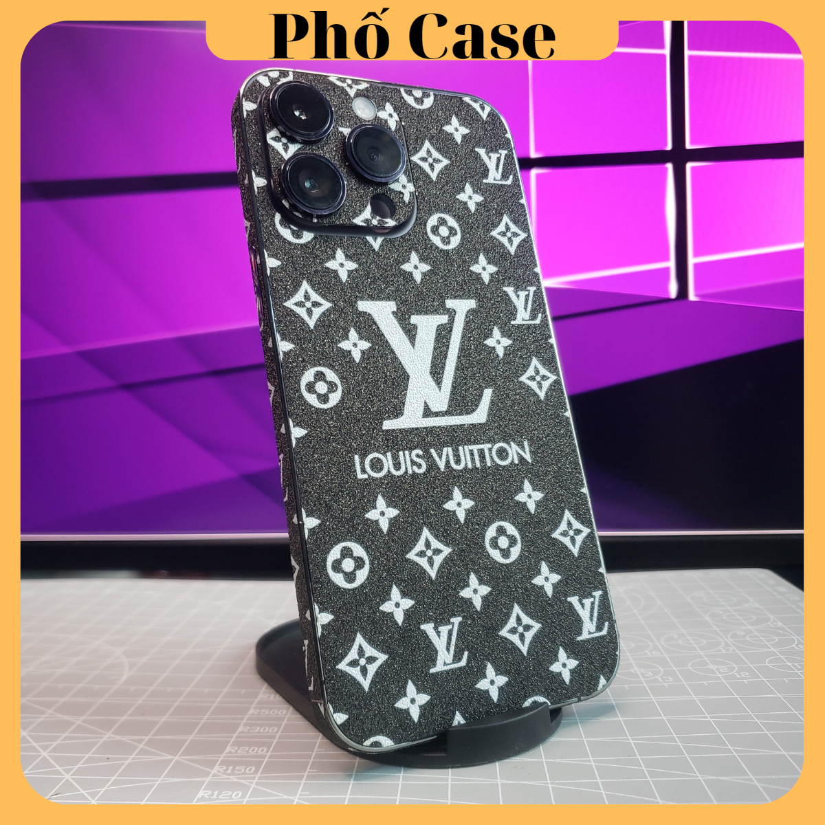 Miếng dán PPF kim tuyến LV GG cho iphone