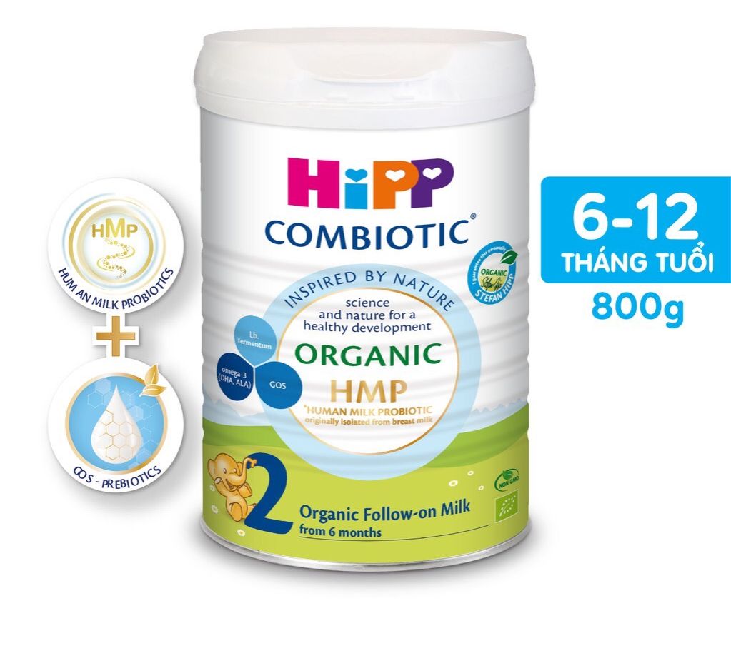 Sữa HiPP 2 Organic Combiotic 800g sữa  bột dinh dưỡng công thức cho trẻ từ 6 đến 12 tháng tuổi, chất lượng hữu cơ tự nhiên an toàn, hỗ trợ, tăng cường sức khoẻ hệ miễn dịch, bổ sung Omega 3 - 1 Đổi 1 Nếu Lỗi