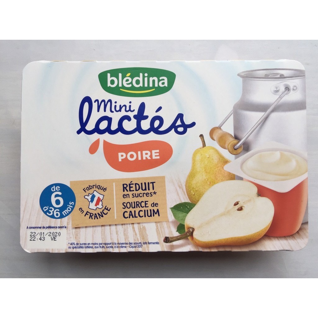 Sữa chua Bledina Pháp đủ vị 6x55g vỉ vị lê
