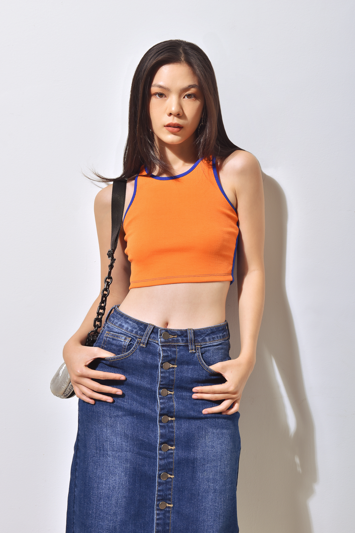 Áo Maybi  croptop ôm thun gân cổ tròn không tay