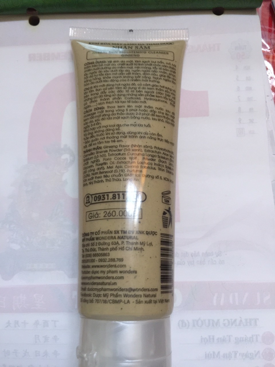 [HCM]Kem Rửa Mặt Sáng Da Thảo Dược Wondera 150g