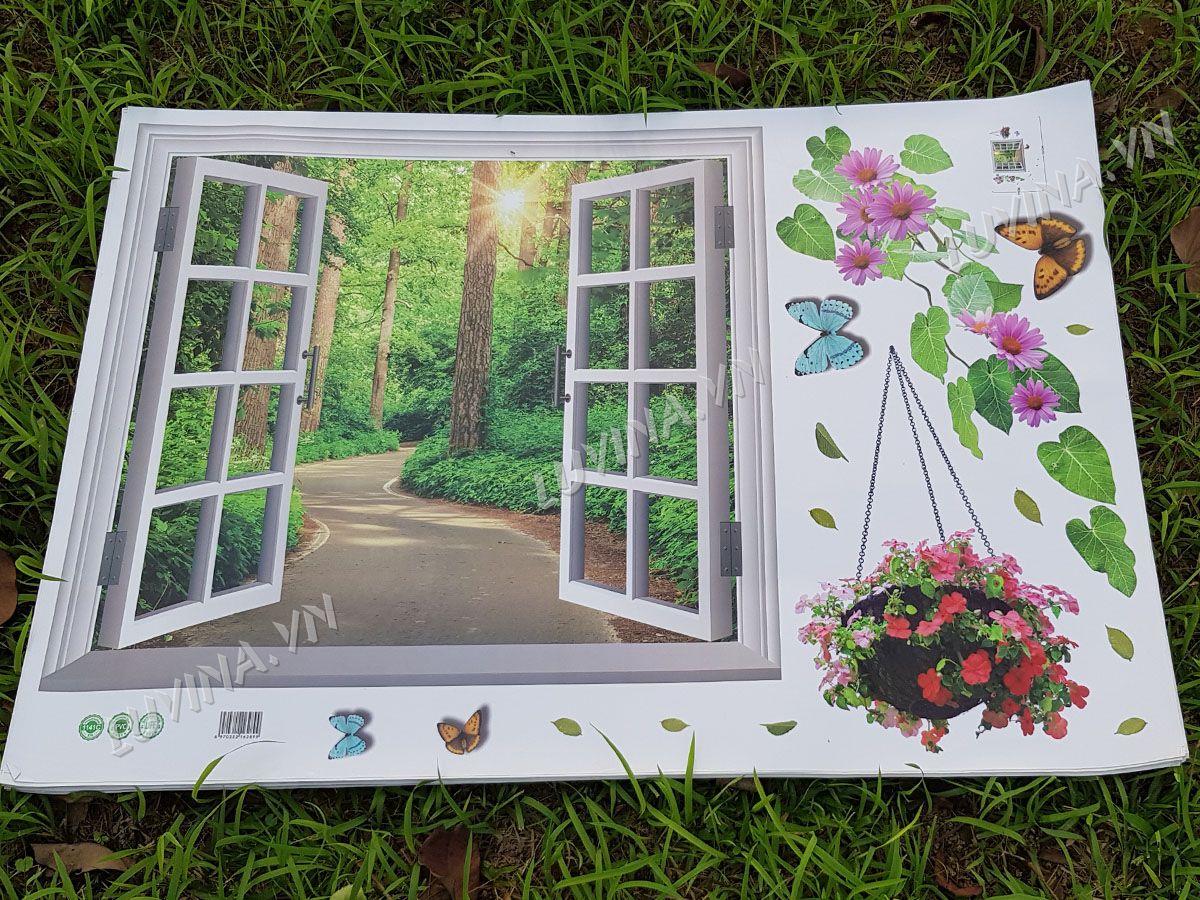 [HCM]DECAL DÁN TƯỜNG CỬA SỔ RỪNG CÂY XANH