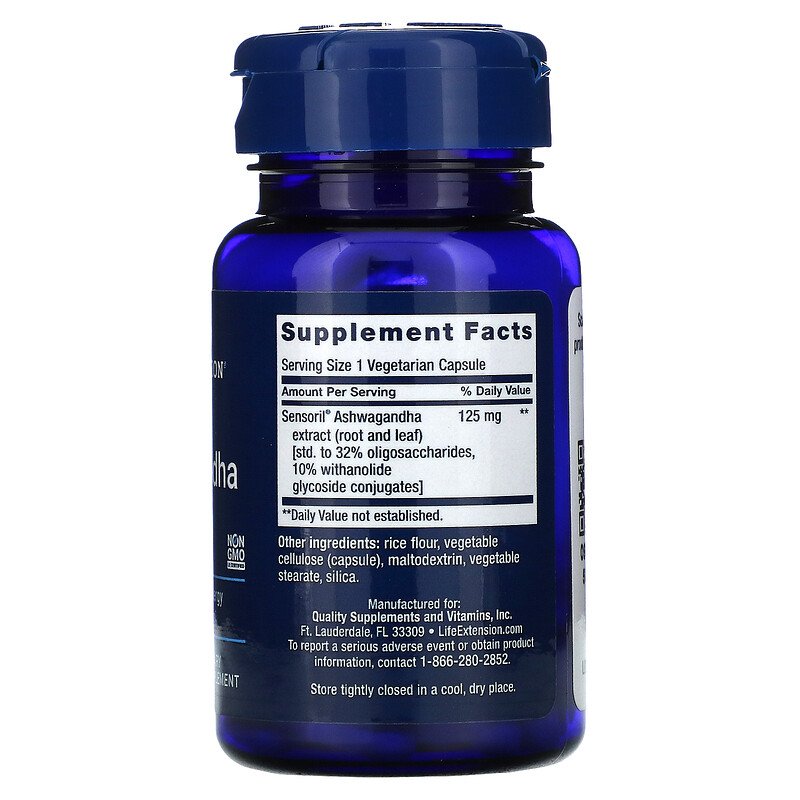 [HCM]Sâm Ấn Độ Life Extension Optimized Ashwagandha 60 Vegetarian Capsules