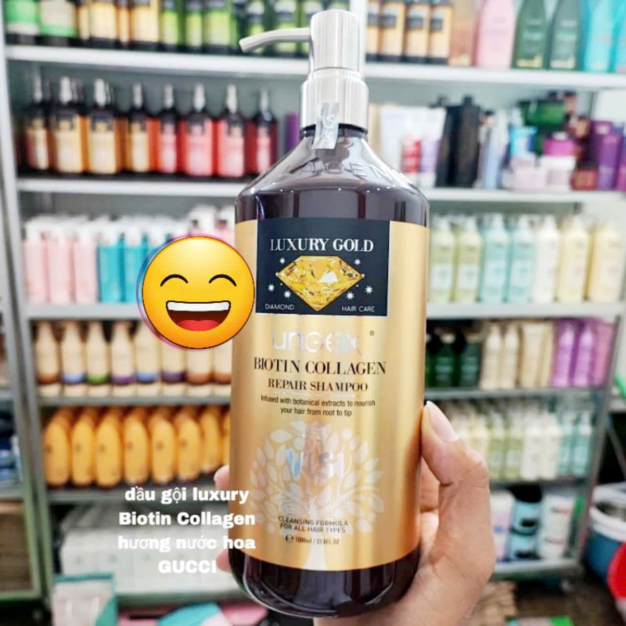 Dầu xả biotin collagen VÀNG Luxury Ungex 1000ml hương nước hoa thơm lâu