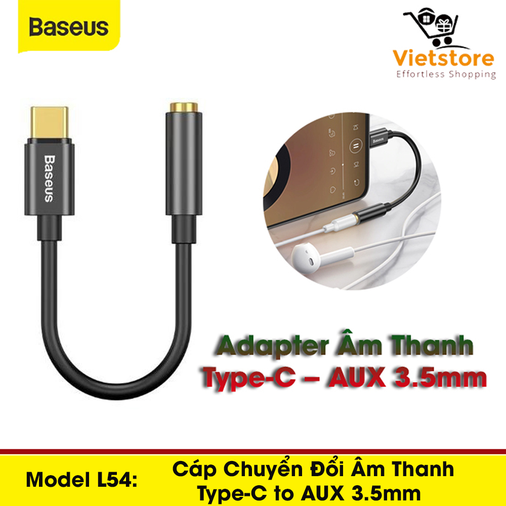 Cáp Âm Thanh Type-C To Jack AUX 3.5 Mm - Thương Hiệu Baseus
