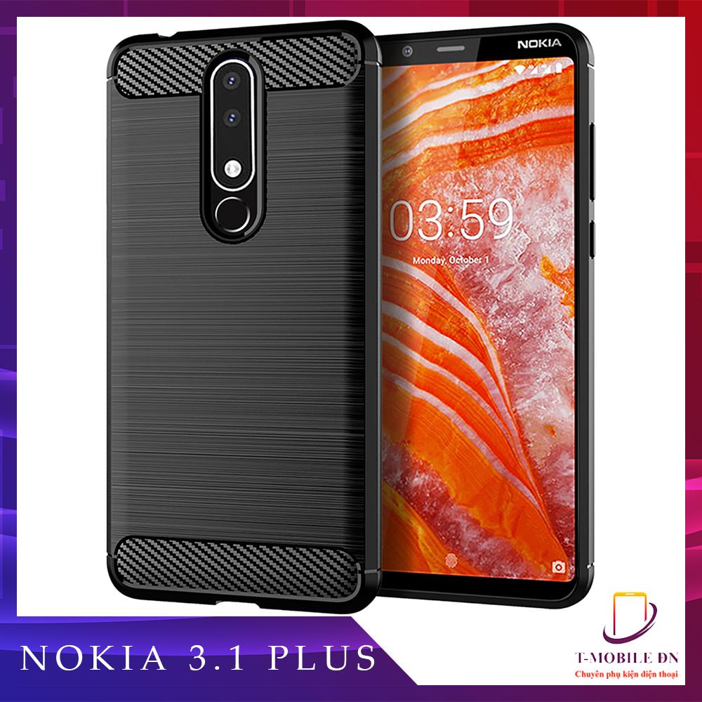 Ốp lưng Nokia 3.1 Plus silicone mềm Carbone phay xước chống sốc chống vân tay