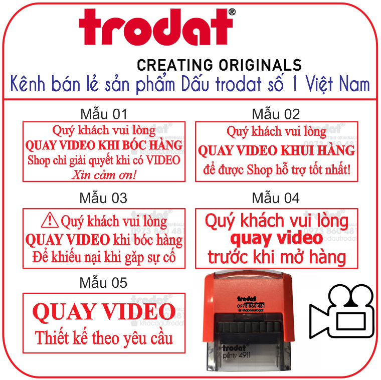 Con dấu Quay Video trước khi mở hàng