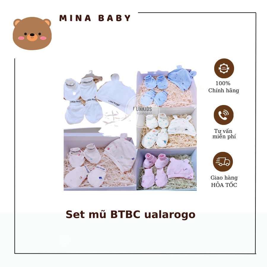 Set mũ bao tay chân uala rogo nhiều màu