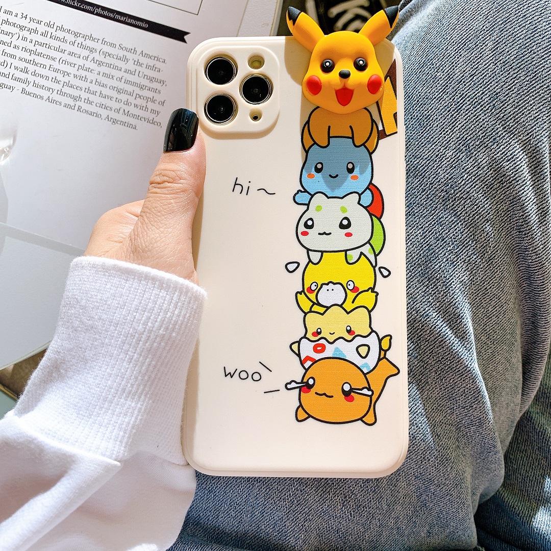 Ốp Lưng Silicon Màu Bảo Vệ CAMERA Hình Nổi Pokemon