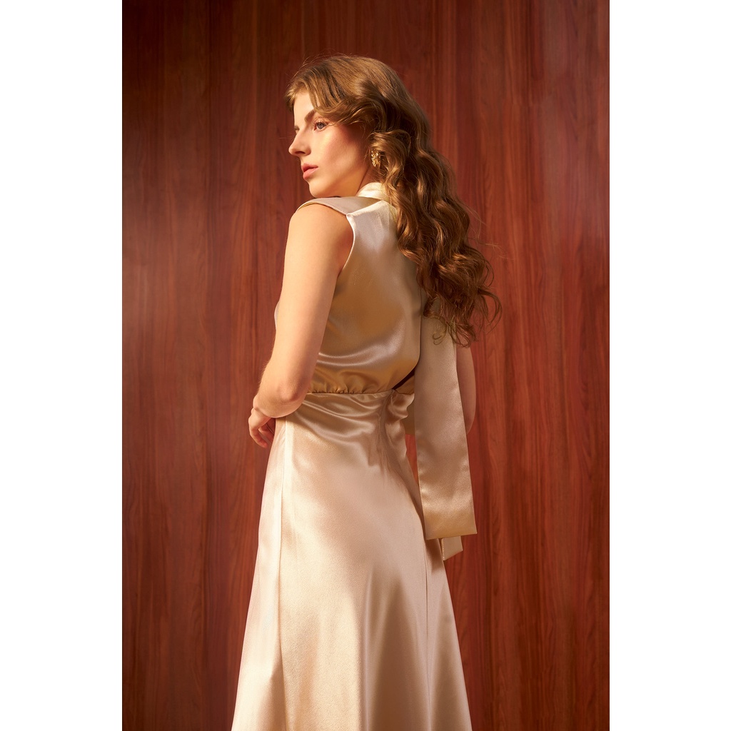 Đầm Lụa Chéo Dây Xẻ Tà - Moon River Silk Dress