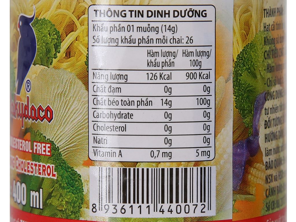 Dầu ăn Nakydoco hiệu Con két 400ml