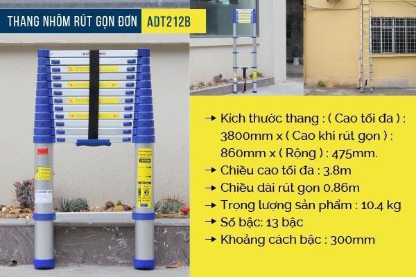 [HCM]Thang nhôm rút gọn đơn Advindeq ADT212B (màu xanh)