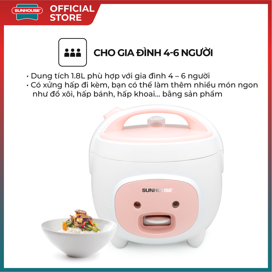 Nồi cơm điện 1.8L SUNHOUSE SHD8607W
