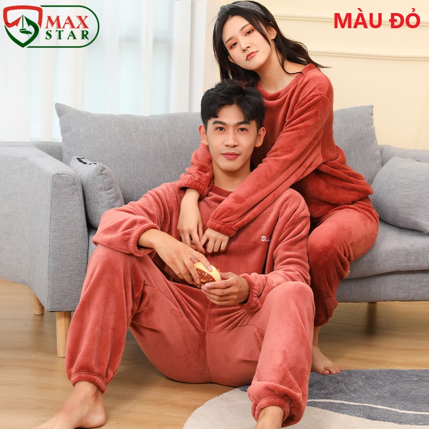 Bộ đồ ngủ Nữ Nam nhung lót lông siêu đẹp siêu ấm mùa Đông, thích hợp cho  vợ chồng trẻ mặc đồ đôi khi đi dạo hay ngủ đều hợp lý - Thời Trang Gen Z - MH002