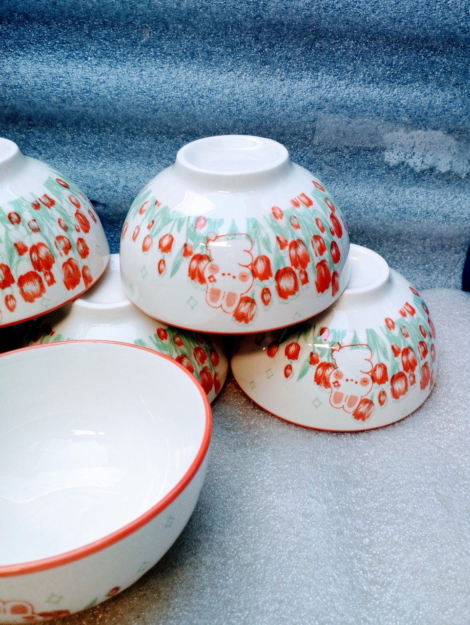 Combo 10 chén, 5 chén, 2 chén sứ cầu vòng 11.5cm