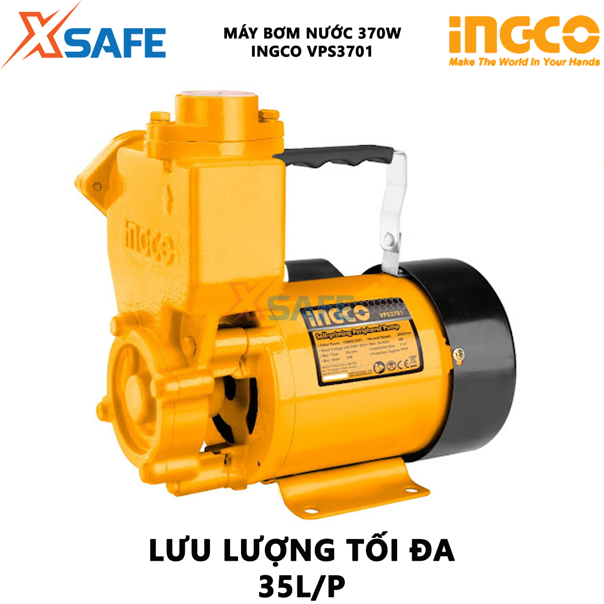 Water pump ingco VPS3701 booster pump 370W , pumping height 32m, the worms 8m, motor copper wire rose pipe pressure water pump and chemical pump