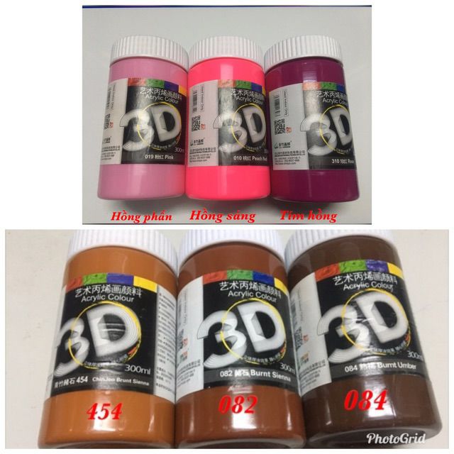 [HCM]Màu Acrylic 3D vẽ mọi chất liệu 300ml ( bản màu 2)